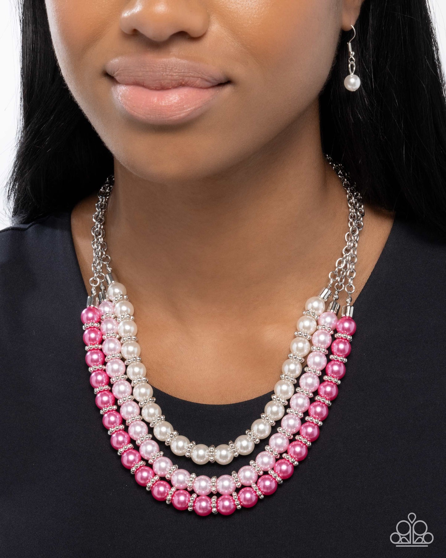 Promising Promenade - Pink Pearls Silver Necklace - Paparazzi Accessories