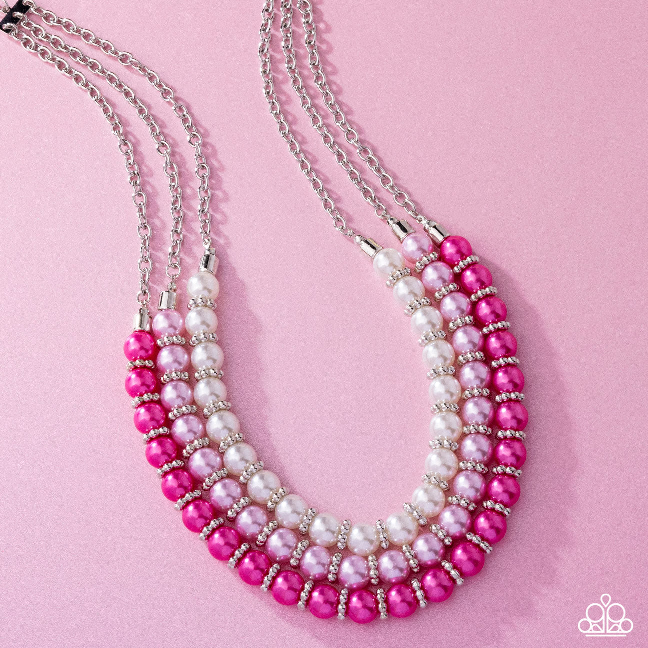 Promising Promenade - Pink Pearls Silver Necklace - Paparazzi Accessories