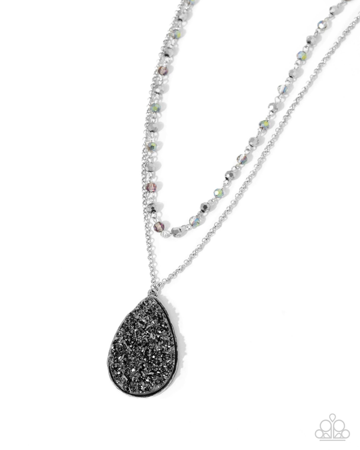 Druzy Delight - Silver UV Shimmer Layered Necklace - Paparazzi Accessories
