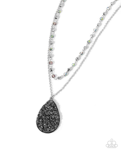 Druzy Delight - Silver UV Shimmer Layered Necklace - Paparazzi Accessories
