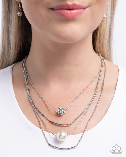 Phenomenal Pearls - White Pearl Silver Layered Necklace - Paparazzi Accessories