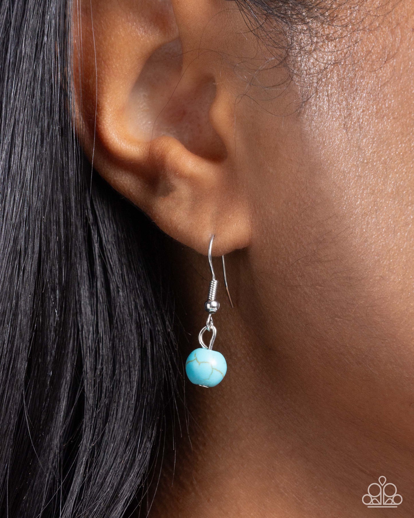 Tasteful Texture - Blue Turquoise Stone Silver Flower Pendant Necklace - Paparazzi Accessories