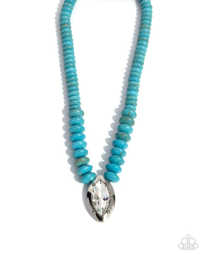 Visionary Venture - Blue Crackle Stone Necklace - Paparazzi Accessories