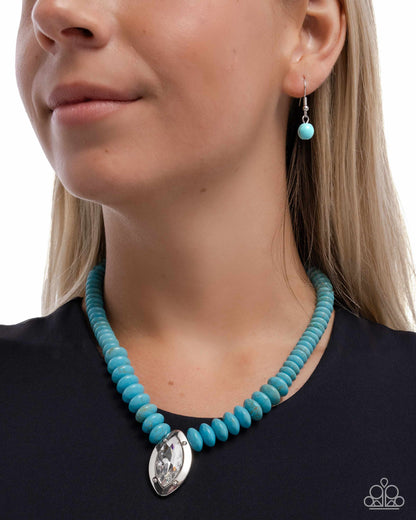 Visionary Venture - Blue Crackle Stone Necklace - Paparazzi Accessories