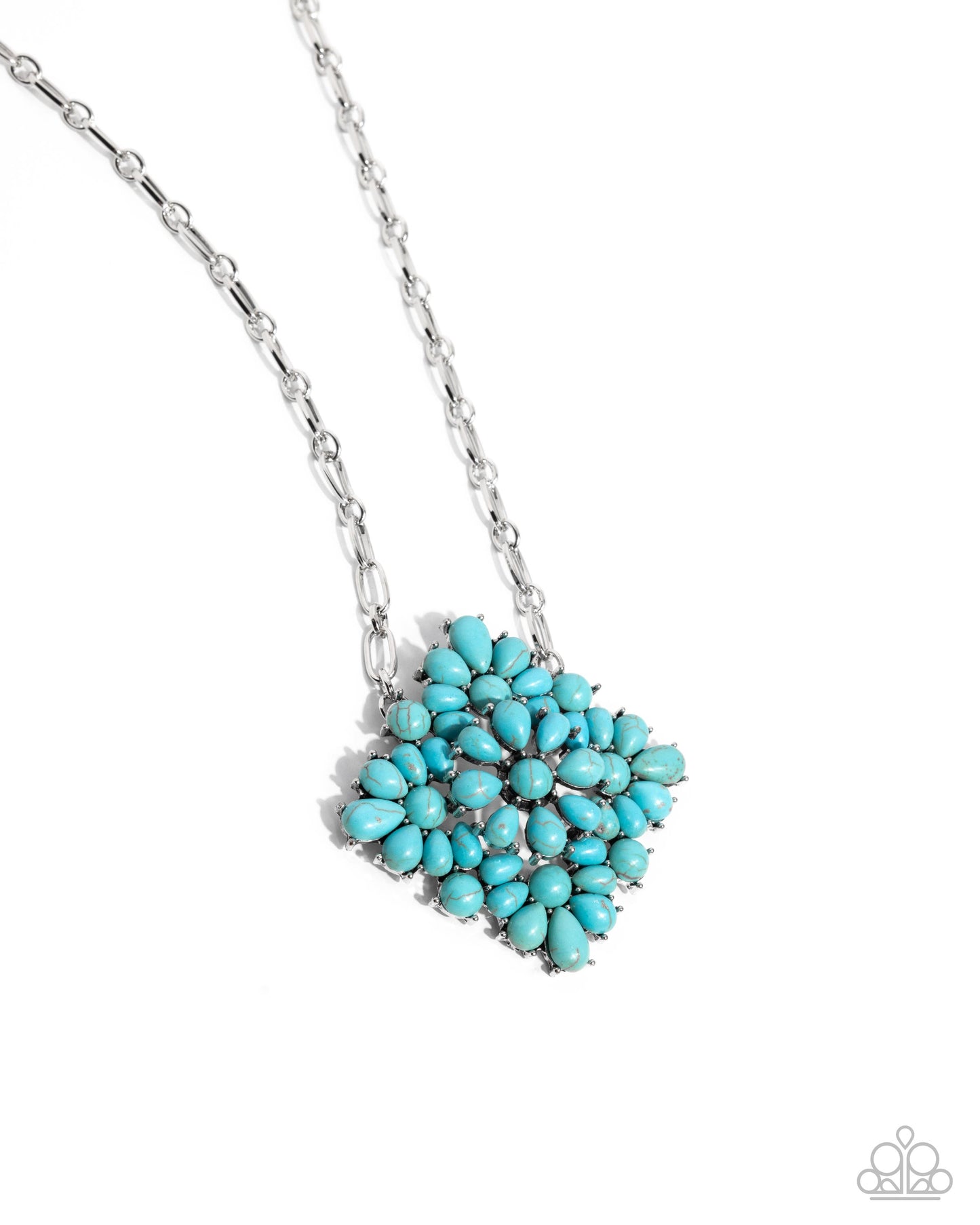 Stony Strength - Blue Turquoise Crackle Stone Silver Necklace - Paparazzi Accessories