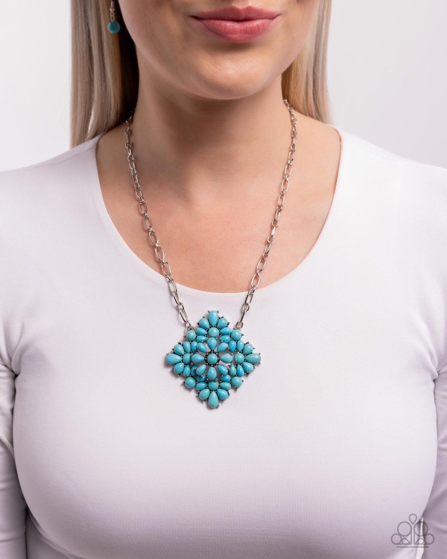 Stony Strength - Blue Turquoise Crackle Stone Silver Necklace - Paparazzi Accessories