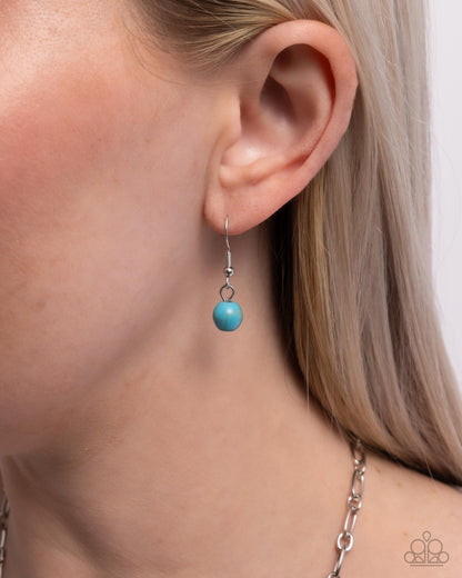 Stony Strength - Blue Turquoise Crackle Stone Silver Necklace - Paparazzi Accessories