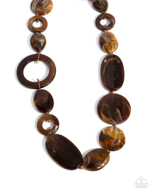 Show Them Whos GLOSS - Brown Marbles Acrylic Necklace - Paparazzi Accessories