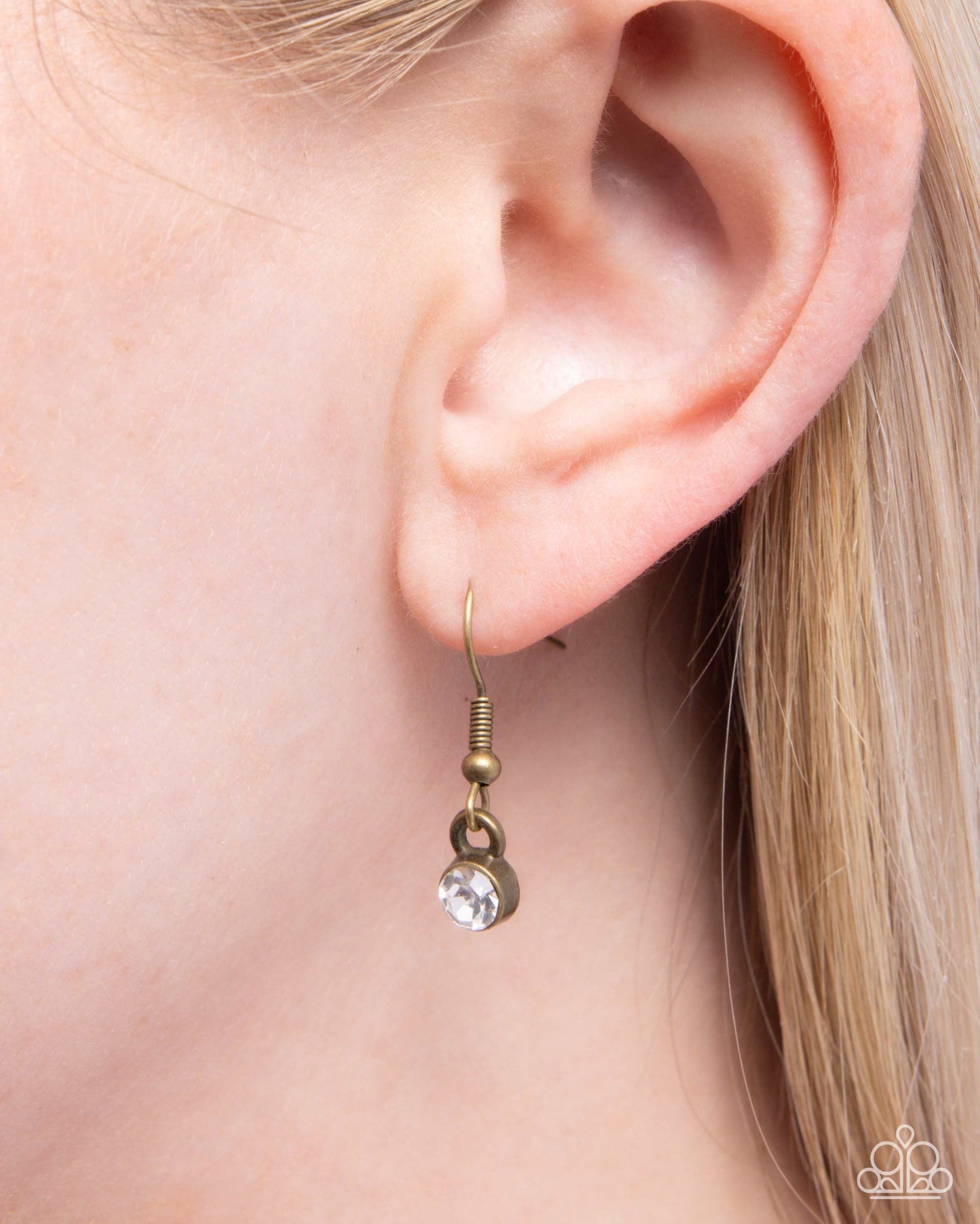 Professional Powerhouse - Brass, Champagne & White Rhinestone Necklace - Paparazzi Accessories