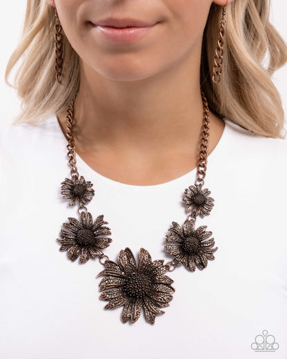 Sunflower Spring - Copper Necklace - Paparazzi Accessories
