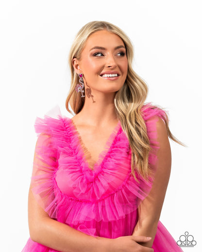 Flamingo Freestyle - Pink Rhinestone Flamingo Heart Post Earrings - January 2025 Life of the Party Exclusive