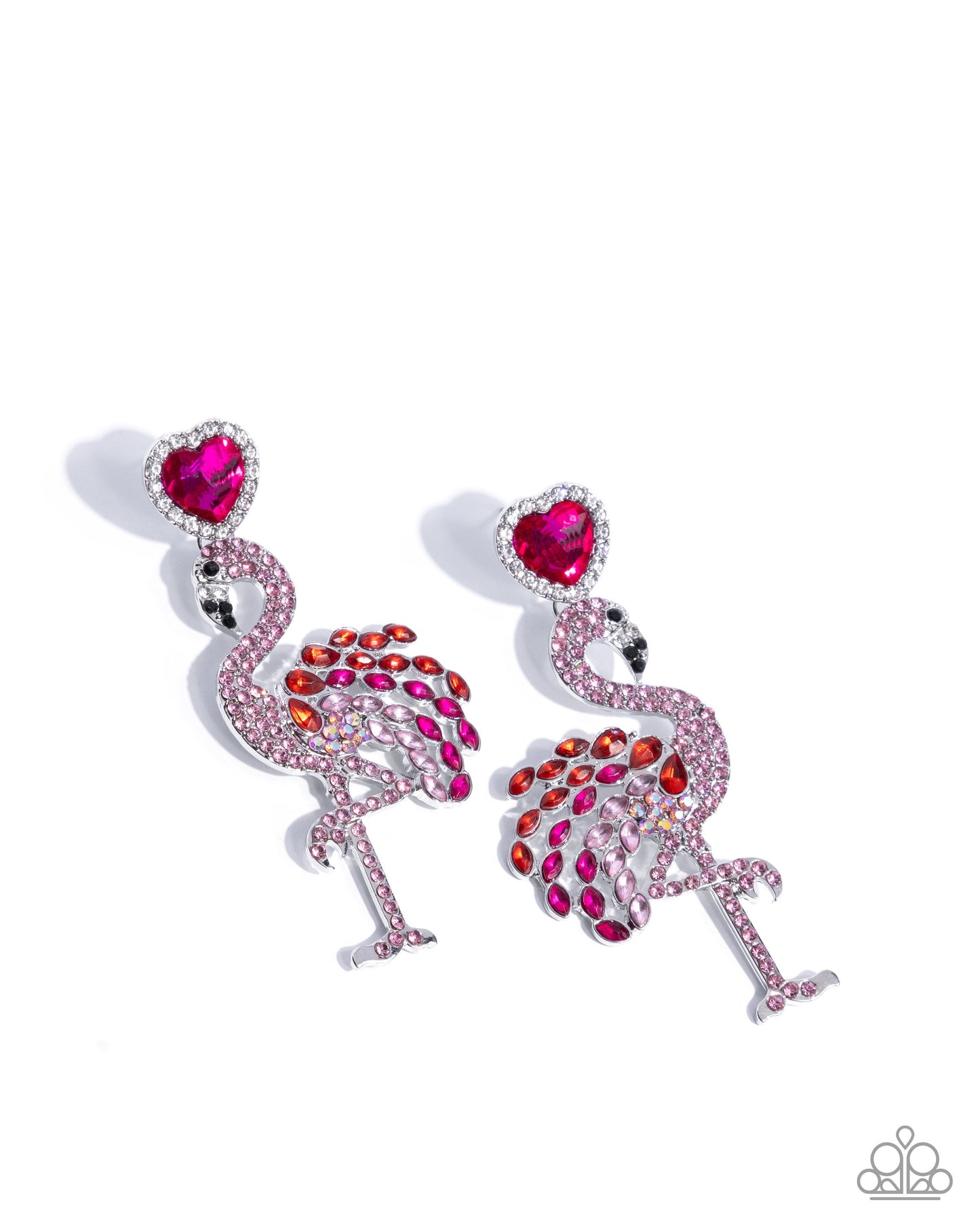 Flamingo Freestyle - Pink Rhinestone Flamingo Heart Post Earrings - January 2025 Life of the Party Exclusive