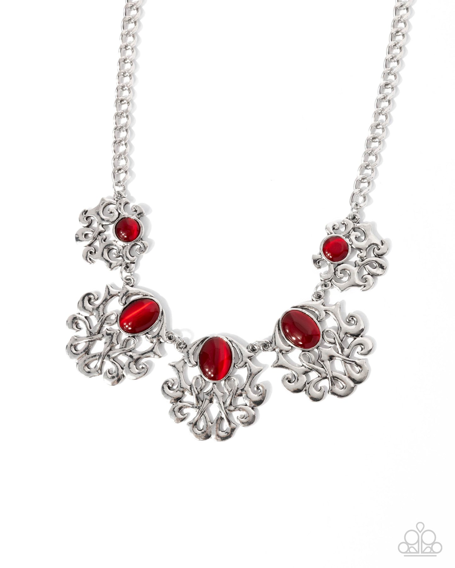 Midsummer Masterpiece - Red Cat's Eye Stone Necklace - Paparazzi Accessories