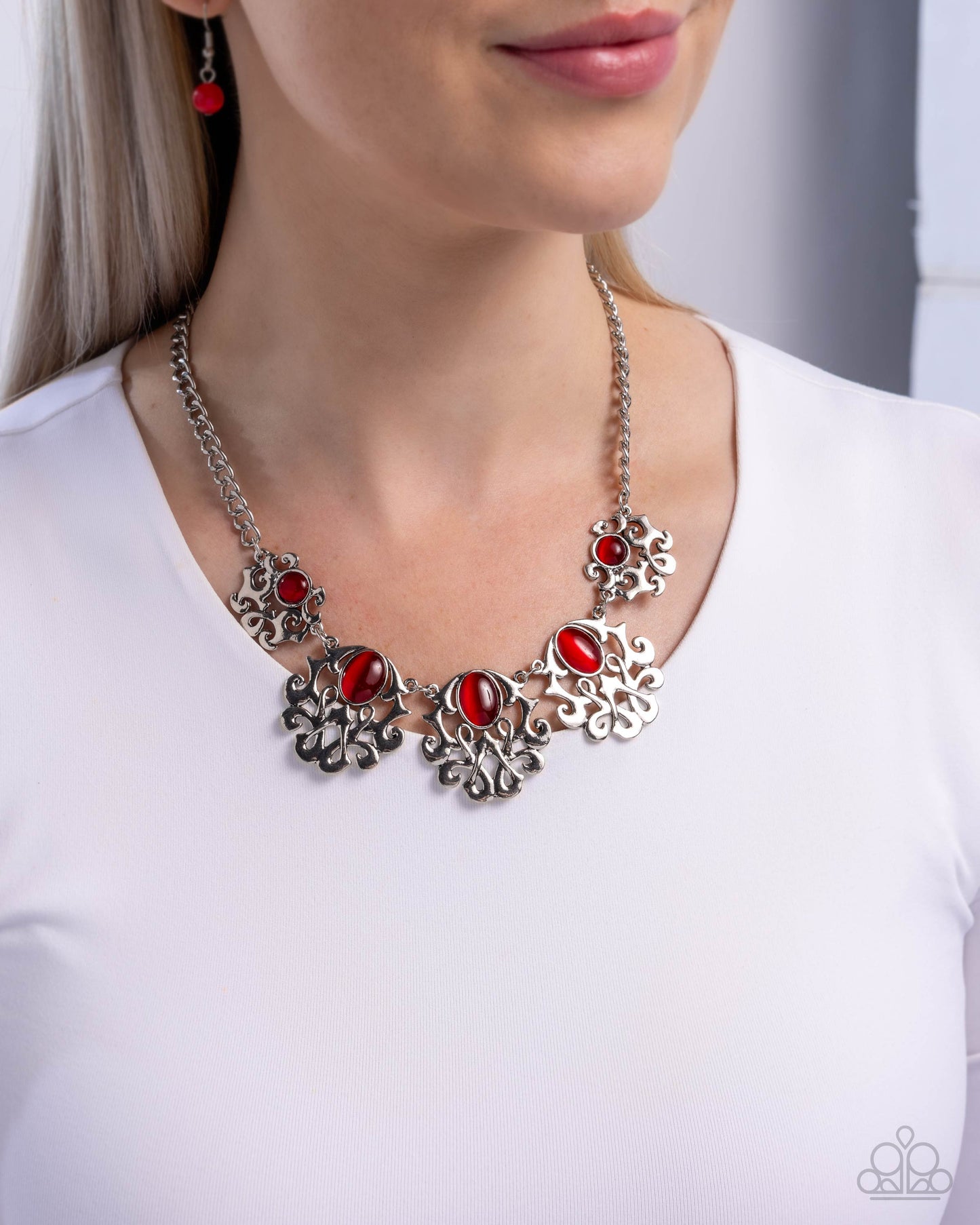 Midsummer Masterpiece - Red Cat's Eye Stone Necklace - Paparazzi Accessories