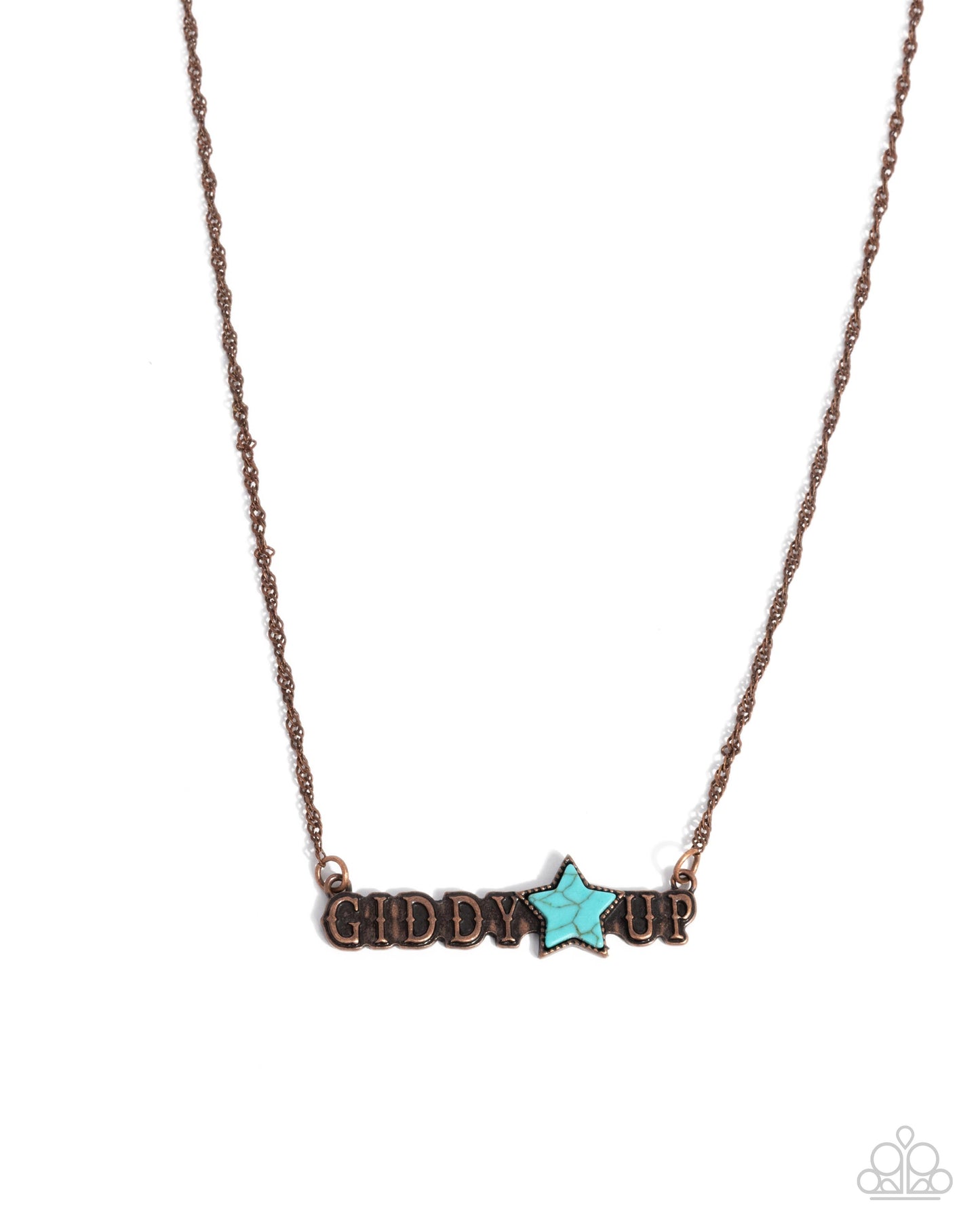 Giddy Up Glam - Copper Turquoise Crackle Stone Star Necklace - Paparazzi Accessories