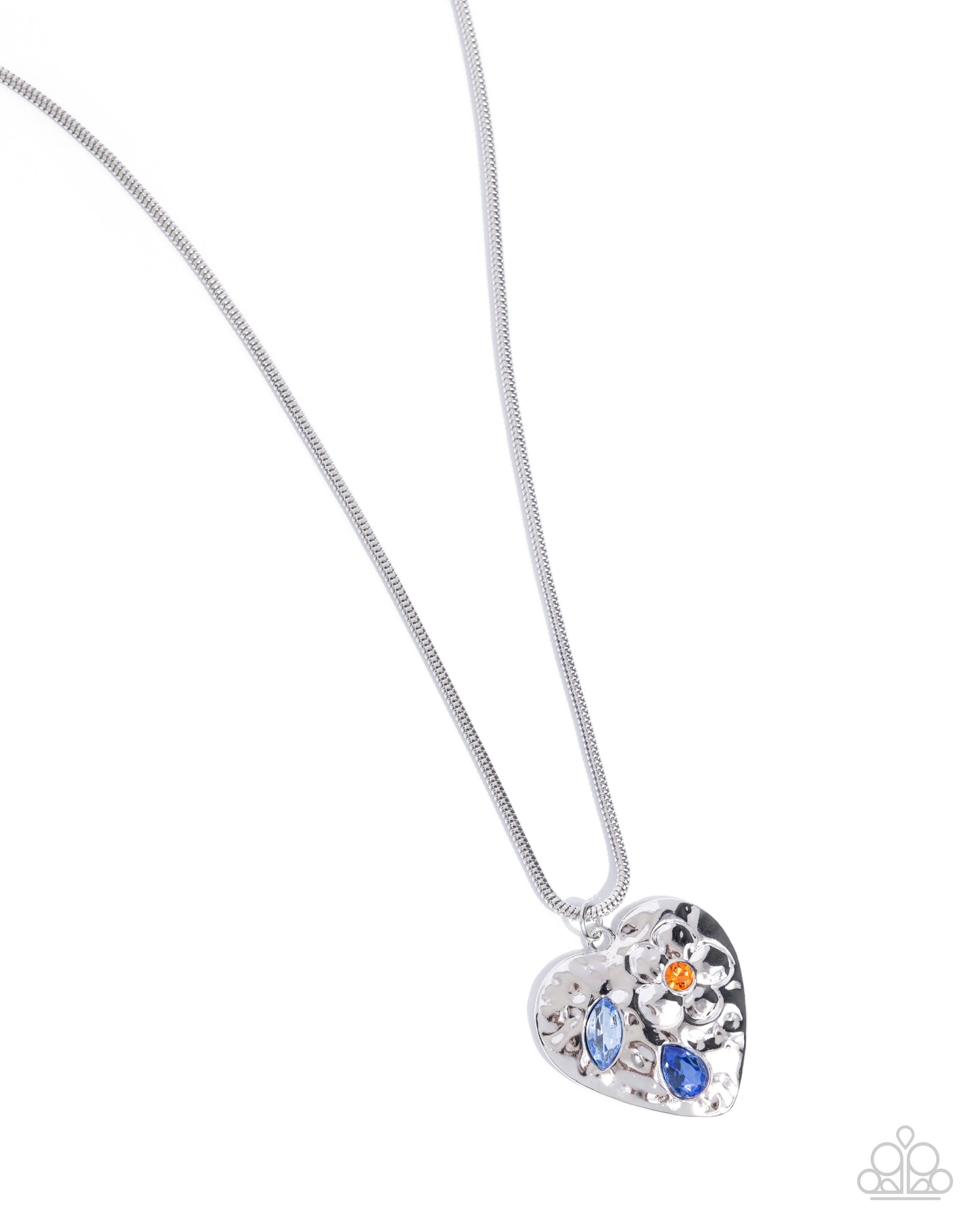 Outgoing Opulence - Blue Gems Silver Heart Pendant Necklace - Paparazzi Accessories