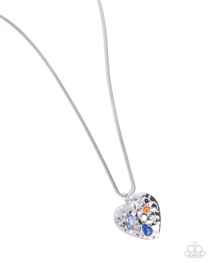 Outgoing Opulence - Blue Gems Silver Heart Pendant Necklace - Paparazzi Accessories
