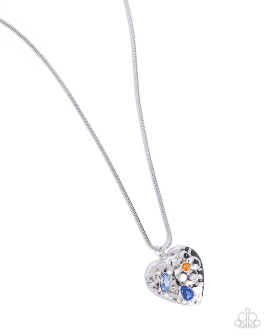 Outgoing Opulence - Blue Gems Silver Heart Pendant Necklace - Paparazzi Accessories