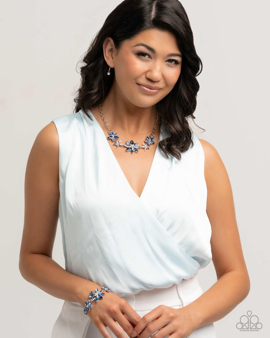 Complete Look - "Floral Feature" Blue Necklace & "Floral Factor" Blue Bracelet - Paparazzi Accessories