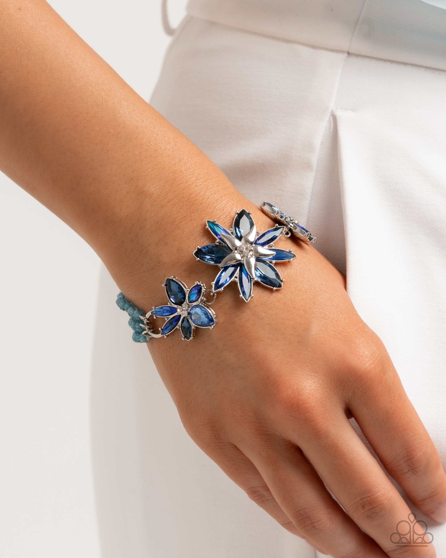 Complete Look - "Floral Feature" Blue Necklace & "Floral Factor" Blue Bracelet - Paparazzi Accessories