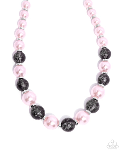 Complete Look - Pink & Black Lace Beads Necklace & Bracelet - Paparazzi Accessories