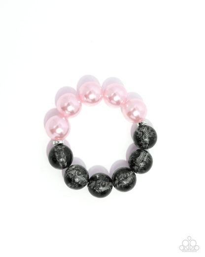 Complete Look - Pink & Black Lace Beads Necklace & Bracelet - Paparazzi Accessories