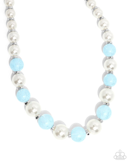 Complete Look - Lacy Blue Bead & White Pearl Necklace & Bracelet - Paparazzi Accessories