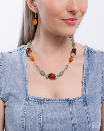 Complete Look - Orange & Green Beaded Necklace & Bracelet - Paparazzi Accessories