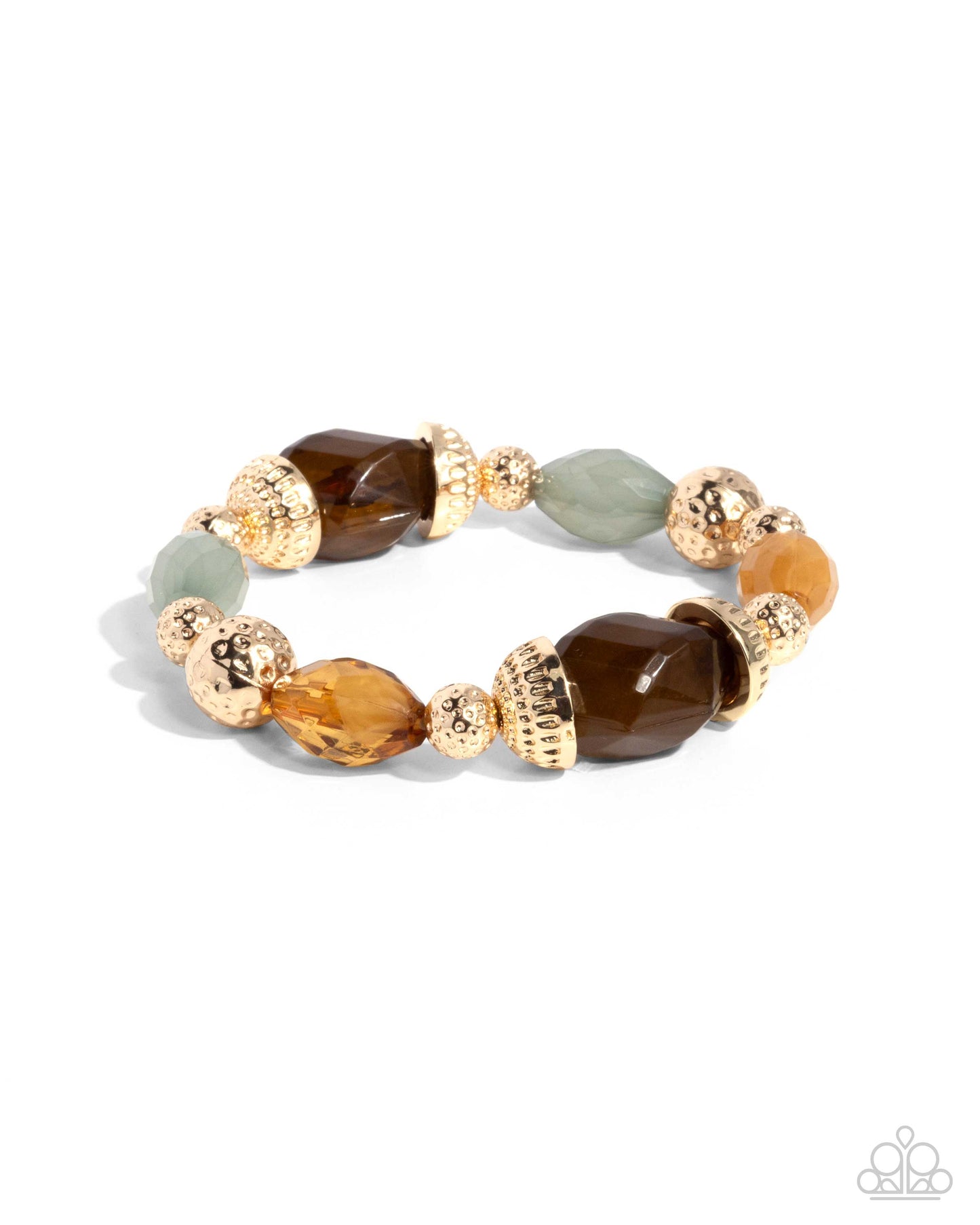 Brown & Soft Green Beaded Gold Necklace & Bracelet Complete Look - Paparazzi Accessories