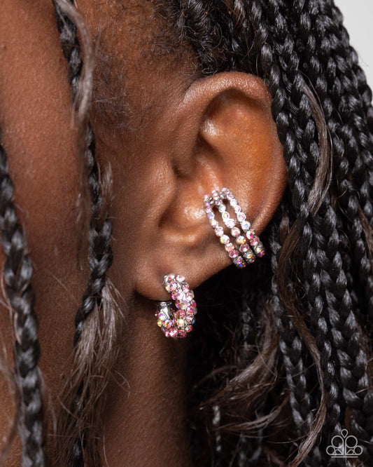 Pink Iridescent Mini Hoop & Ear Cuff Complete Look