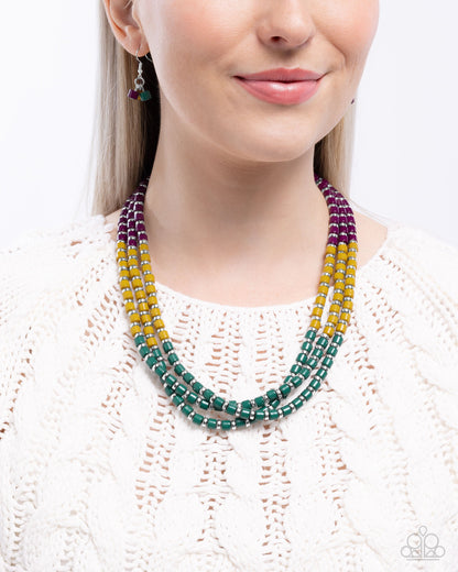 Complete Look - Trendy Trio Necklace & Trendy Trifecta Bracelet - Green - $10 Set