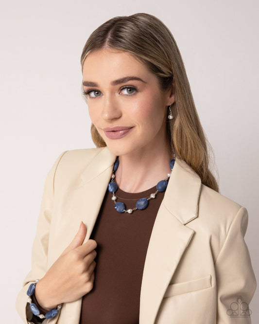 Navy Swirled Necklace & Bracelet Complete Look