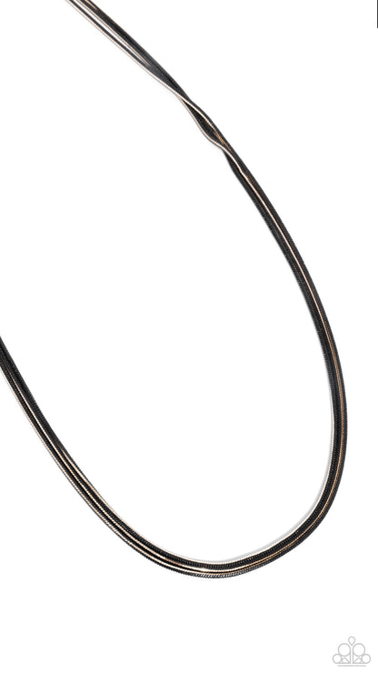 Complete Look - Black Dipped Gold Snake Chain Necklace & Bracelet - Paparazzi Accessories