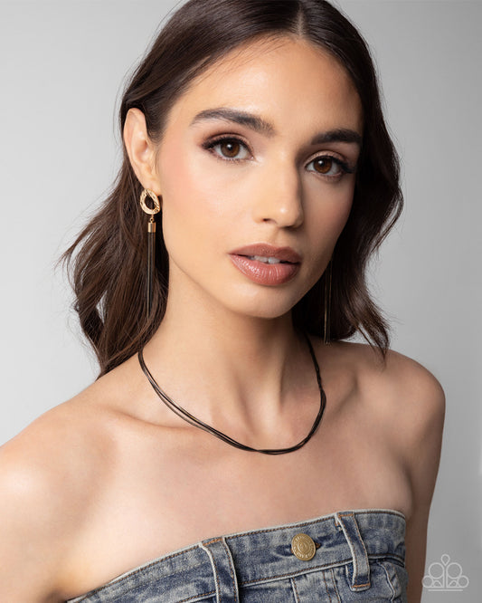 Complete Look - Black Dipped Gold Snake Chain Necklace & Bracelet - Paparazzi Accessories