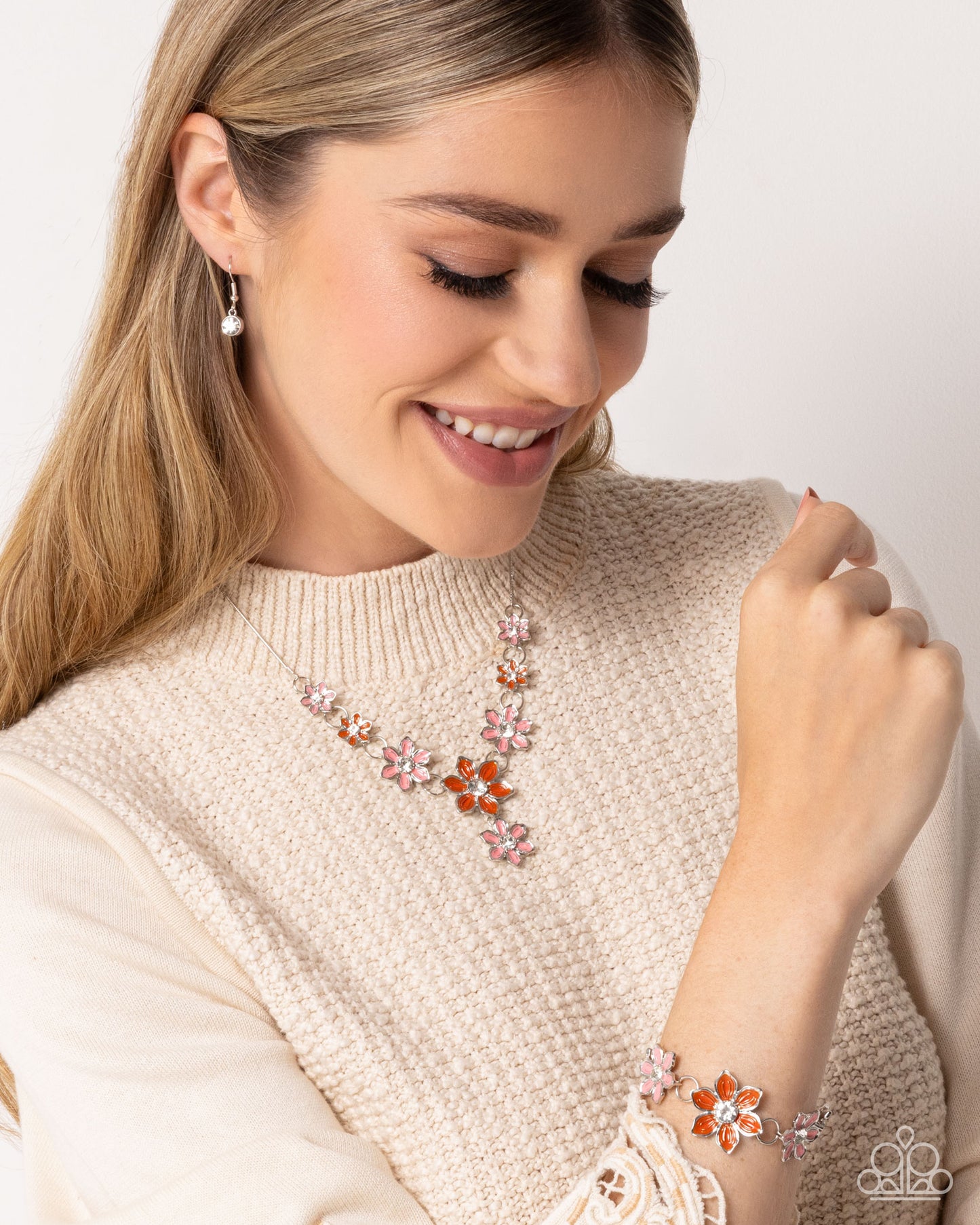 Compatible Class - Complete Look "Compatibly Chic - Orange Necklace", "Compatibly Charming - Orange Bracelet" - Paparazzi Accessories