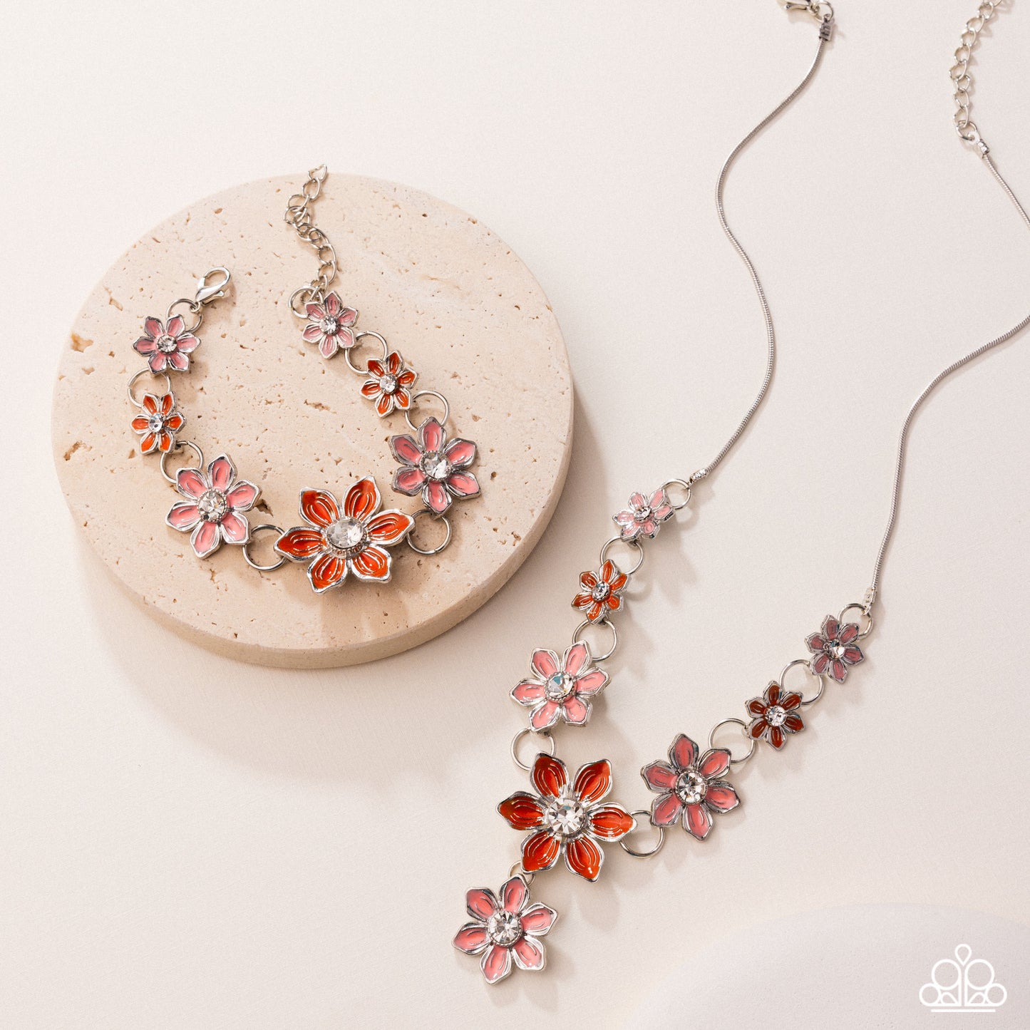 Compatible Class - Complete Look "Compatibly Chic - Orange Necklace", "Compatibly Charming - Orange Bracelet" - Paparazzi Accessories