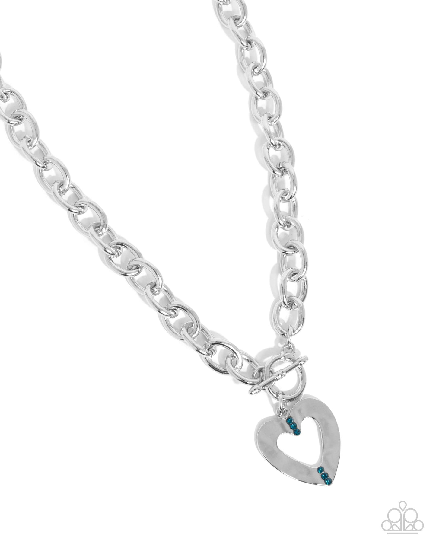 Blue Zircon Rhinestone Hearts Necklace & Bracelet Complete Look - Paparazzi Accessories