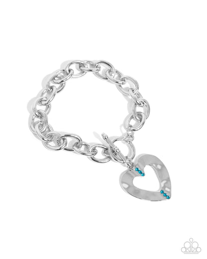 Blue Zircon Rhinestone Hearts Necklace & Bracelet Complete Look - Paparazzi Accessories