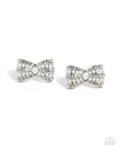 Complete Look - Pearl Bow Post Earrings & Stretchy Bracelet - Paparazzi Accessories