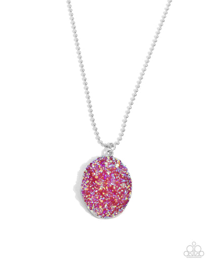 Complete Look - Pink UV Druzy Necklace & Earrings - Paparazzi Accessories