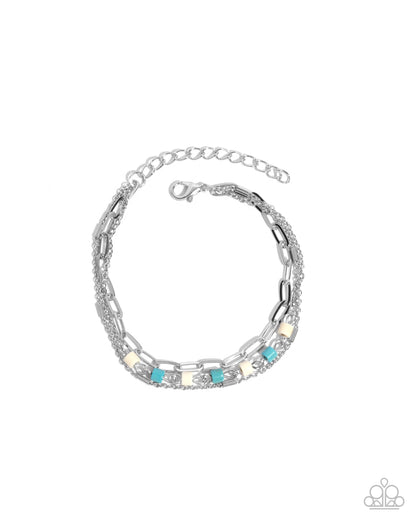 Complete Look - Blue and White Crackle Stone Necklace and Bracelet - Paparazzi Accessories