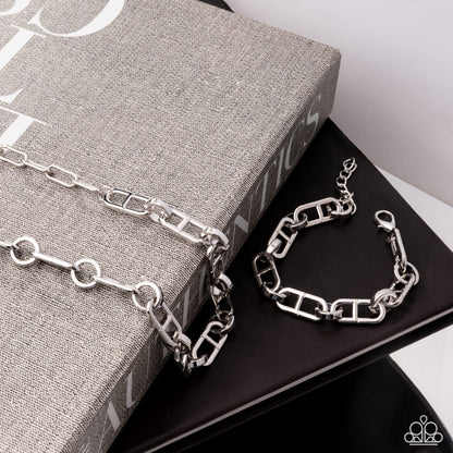 WHEEL Life - Silver Necklace and Bracelet - Complete Look - Paparazzi Accessories