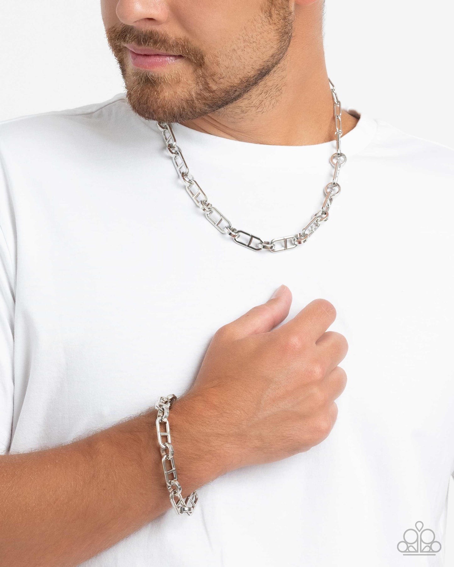WHEEL Life - Silver Necklace and Bracelet - Complete Look - Paparazzi Accessories