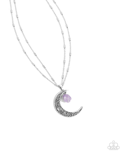 Purple Stone Moon Necklace & Ring Complete Look