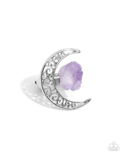 Purple Stone Moon Necklace & Ring Complete Look