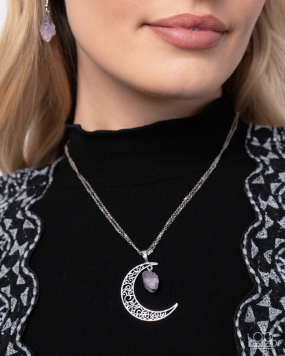 Purple Stone Moon Necklace & Ring Complete Look