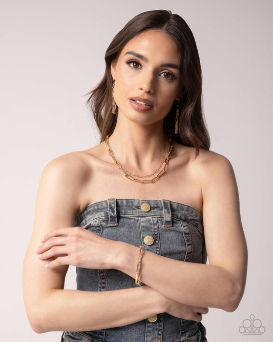 Complete Look - Gold Necklace & Clasp Bracelet - Paparazzi Accessories