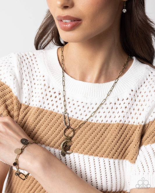 Brass Moon Necklace & Bracelet Complete Look