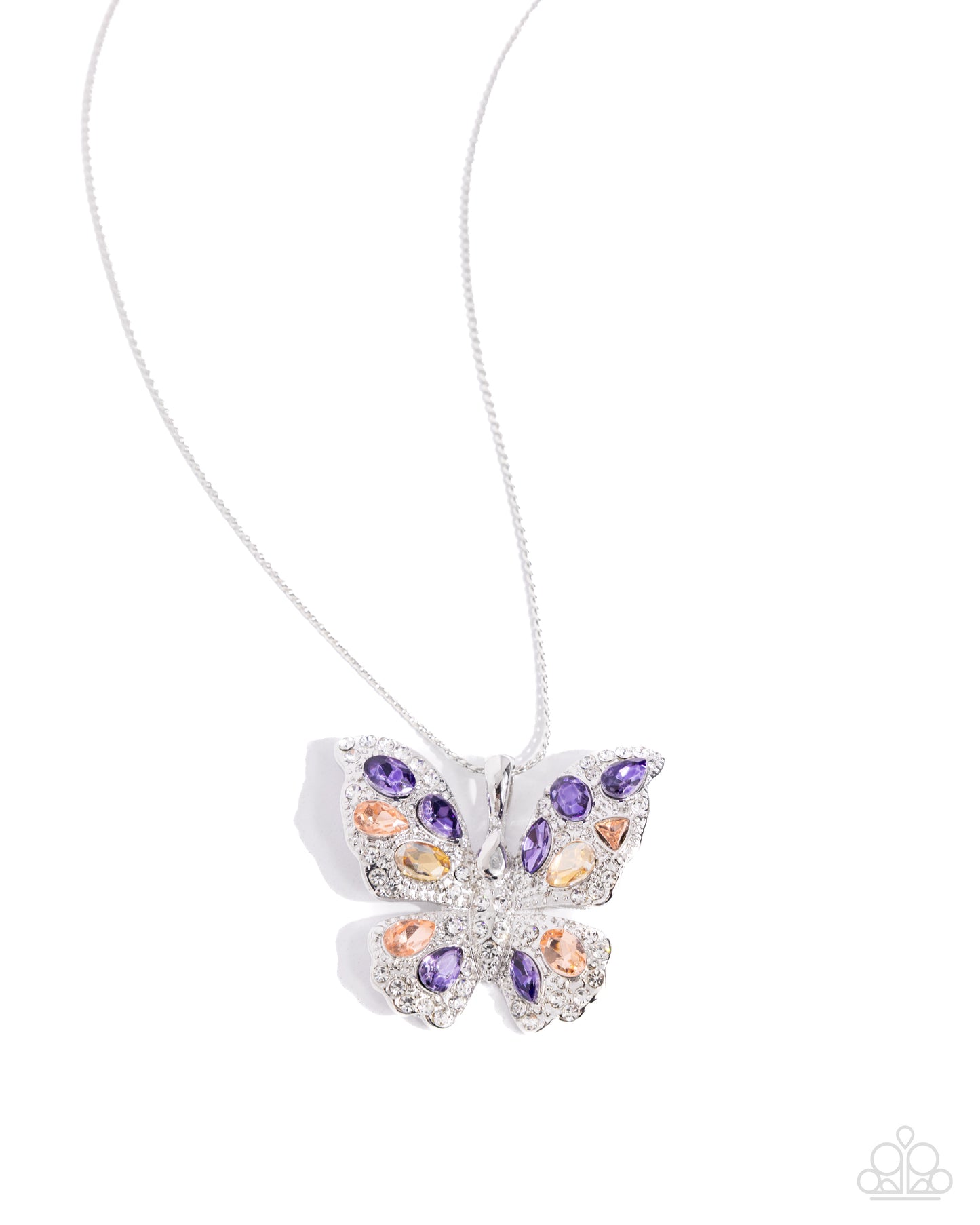 Purple, Peach, & Champagne Gems Butterfly Necklace & Ring - Complete Look - Paparazzi Accessories
