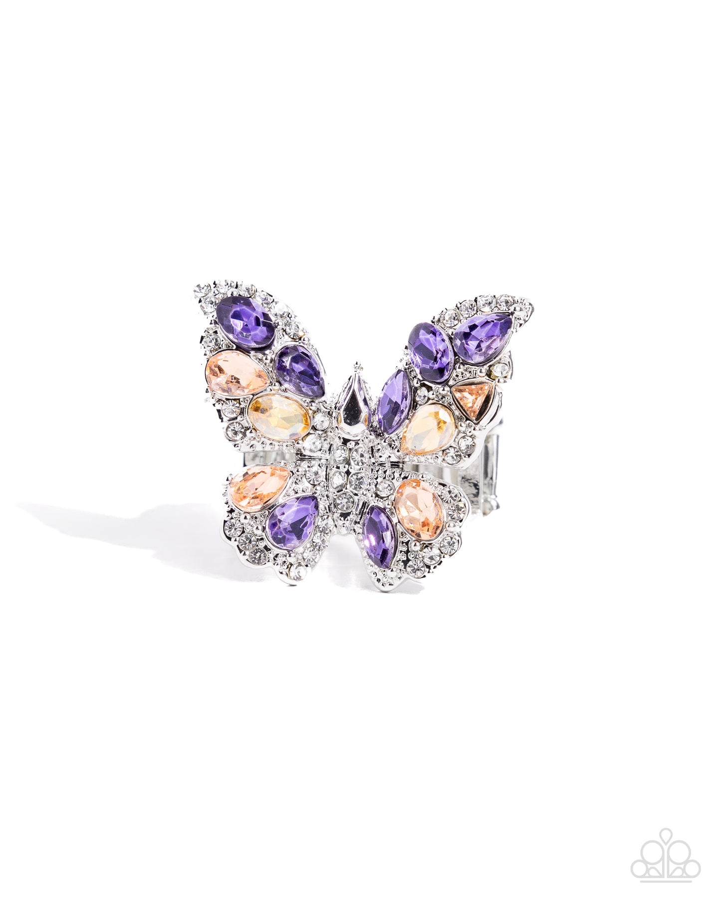 Purple, Peach, & Champagne Gems Butterfly Necklace & Ring - Complete Look - Paparazzi Accessories